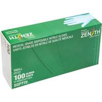 Gants jetables de calibre m&eacute;dical r&eacute;sistants &agrave; la perforation, Petit, Nitrile, 4,5 mils, Sans poudre, Bleu, Classe 2 O-Max