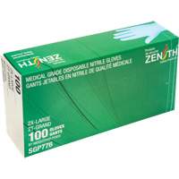 Gants jetables de calibre m&eacute;dical r&eacute;sistants &agrave; la perforation, 2T-Grand, Nitrile, 4,5 mils, Sans poudre, Bleu, Classe 2 O-Max