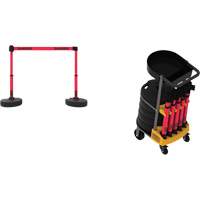 Plus Portable Barrier System Cart Package with Tray, 75' L, Metal/Plastic, Red O-Max