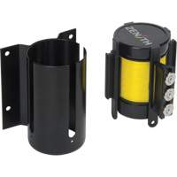 Wall Mount Barrier with Magnetic Tape, Steel, Screw Mount, 12', Yellow Tape O-Max