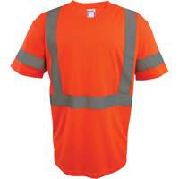 Short Sleeve Safety T-Shirt, Polyester, 2X-Large, High Visibility Orange O-Max