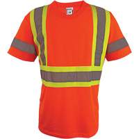 Short Sleeve Safety T-Shirt, Polyester, 2X-Large, High Visibility Orange O-Max