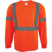 Long Sleeve Safety Shirt, Polyester, 2X-Large, High Visibility Orange O-Max