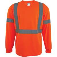 Chemise de sécurité à manches longues, Polyester, 2T-Grand, Orange haute visibilité SGS064 | O-Max