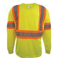 Long Sleeve Safety Shirt, Polyester, 2X-Large, High Visibility Lime-Yellow O-Max