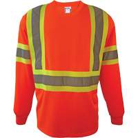 Long Sleeve Safety Shirt, Polyester, 2X-Large, High Visibility Orange O-Max
