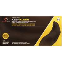 KeepKleen&reg; Disposable Gloves, Large, Nitrile, 8-mil, Powder-Free, Black O-Max