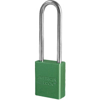 Cadenas de s&eacute;curit&eacute; American Lock, Vert, Cl&eacute;s diff&eacute;rentes, Aluminium, Largeur de 1-1/2" O-Max