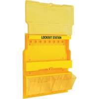 Deluxe Lockout Station with Cover and Trilingual Labels, None Padlocks, 32 Padlock Capacity, Padlocks Not Included O-Max