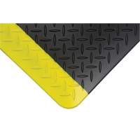 Anti-Fatigue Matting, Diamond, 1-2/3' x 3-1/4' x 3/4", Black/Yellow, Polyurethane O-Max