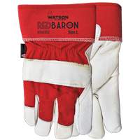 Gants d'ajusteur Red Baron, Grand, Paume en Cuir fleur de vache, Doublure en Tissu-laine O-Max