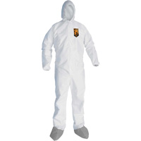 KleenGuard™A45 Liquid & Particle Protection Coveralls with Anti-Slip Shoe, Large, Grey/White, Microporous SGX293 | O-Max