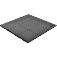 Cushion-Ease&reg; Interlocking Anti-Fatigue Mat, Pebbled, 3' x 3' x 3/4", Black, Natural Rubber O-Max