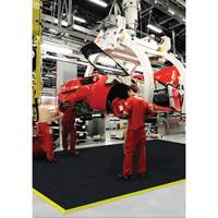 Cushion-Ease&reg; Interlocking Anti-Fatigue Mat, Pebbled, 3' x 3' x 3/4", Black, Natural Rubber O-Max