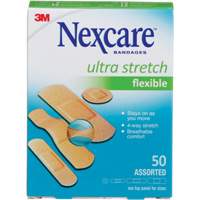 Pansements ultra-extensibles Nexcare, Assorti, Plastique, Non st&eacute;rile O-Max