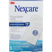 Pansement + tampon transparent Nexcare Tegaderm, Rectangulaire/carr&eacute;e, 4", Plastique, St&eacute;rile O-Max