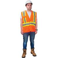 Veste d'arpenteur haute visibilit&eacute; conforme &agrave; la CSA, Orange haute visibilit&eacute;, Moyen, Polyester O-Max