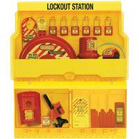 Standard Valve & Electrical Deluxe Lockout Station, Thermoplastic Padlocks, 32 Padlock Capacity, Padlocks Included O-Max