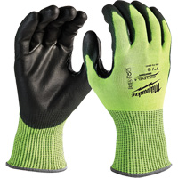 Gants haute visibilit&eacute; r&eacute;sistant aux coupures, Taille Petit, Calibre 13, Rev&ecirc;tement Nitrile/Polyur&eacute;thane, Enveloppe en Poly&eacute;thyl&egrave;ne, ANSI/ISEA 105 niveau 4 O-Max