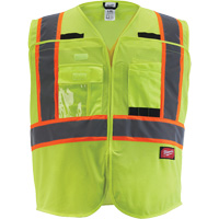 Veste de s&eacute;curit&eacute; pour signaleur, Jaune lime haute visibilit&eacute;, Moyen/Petit O-Max