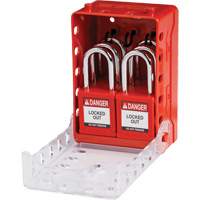 Boîte de cadenassage de groupe ultra compacte avec cadenas de sécurité en nylon, Rouge SHB341 | O-Max