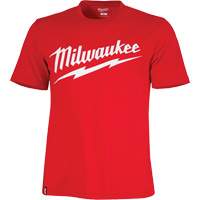 Chandail &agrave; manches courtes tr&egrave;s r&eacute;sistant avec logo Milwaukee, Hommes, Petit, Rouge O-Max