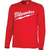 Chandail &agrave; manches longues tr&egrave;s r&eacute;sistant avec logo Milwaukee, Hommes, Petit, Rouge O-Max