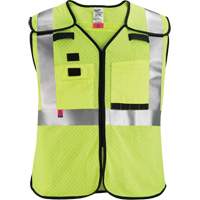 Gilet de s&eacute;curit&eacute; &agrave; maille d&eacute;tachable, Noir/Jaune lime haute visibilit&eacute;, Moyen/Petit O-Max