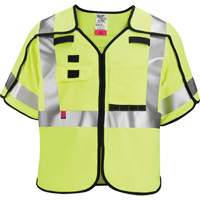 Gilet de s&eacute;curit&eacute; &agrave; maille d&eacute;tachable, Noir/Jaune lime haute visibilit&eacute;, Moyen/Petit O-Max