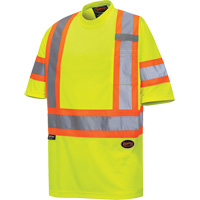 6971 T-shirt de s&eacute;curit&eacute; en il-de-perdrix, Polyester, T-petit, Jaune lime haute visibilit&eacute; O-Max