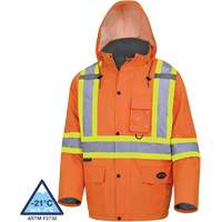 5030 Waterproof Quilted Safety Parka, High Visibility Orange, Small O-Max