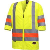6019 Chandail de circulation &agrave; manches courtes  Qu&eacute;bec, Polyester, T-petit, Jaune lime haute visibilit&eacute; O-Max