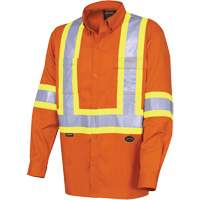 4441 Chemise de s&eacute;curit&eacute; &agrave; manches longues ultra respirante, Coton, Petit, Orange haute visibilit&eacute; O-Max