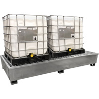 Ultra-Twin IBC Spill Pallet en acier, Capacit&eacute; de d&eacute;versement 370 gal. US, 103,8" x 26,8" x 51,1" O-Max