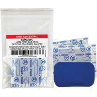 Blue Adhesive Bandages, Rectangular/Square, 3", Fabric Metal Detectable, Non-Sterile O-Max