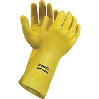 Dura-Fit Reusable Gloves, Size Small/7, 12" L, Latex, Flock-Lined Inner Lining, 20-mil O-Max