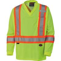 6985 Chandail de s&eacute;curit&eacute; &agrave; manches longues pour circulation en micromaille, Petit, Jaune lime haute visibilit&eacute; O-Max