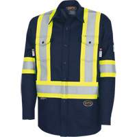 7742SF Chemise de s&eacute;curit&eacute; haute visibilit&eacute; r&eacute;sistant aux arcs &eacute;lectriques 88/12 FR-Tech, Petit, Bleu marin O-Max