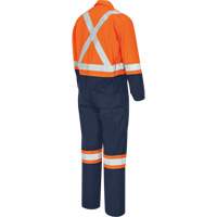 FR-Tech<sup>®</sup> 2-Tone Safety Coverall, Size 40, Navy Blue/Orange, 10 cal/cm² SHI224 | O-Max