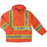 Ripstop Safety Rain Jacket, Polyester, X-Small, High Visibility Orange O-Max