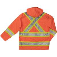 Ripstop Safety Rain Jacket, Polyester, X-Small, High Visibility Orange O-Max