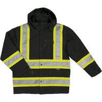 Ripstop Safety Rain Jacket, Polyester, X-Small, Black O-Max