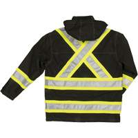 Ripstop Safety Rain Jacket, Polyester, X-Small, Black O-Max