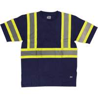 Short Sleeve Safety T-Shirt, Cotton, X-Small, Navy Blue O-Max