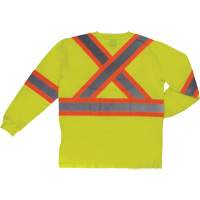 Long Sleeve Safety T-Shirt, Cotton, X-Small, High Visibility Lime-Yellow O-Max