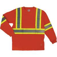 Long Sleeve Safety T-Shirt, Cotton, X-Small, High Visibility Orange O-Max