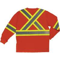 Long Sleeve Safety T-Shirt, Cotton, X-Small, High Visibility Orange O-Max