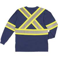 Long Sleeve Safety T-Shirt, Cotton, X-Small, Navy Blue O-Max