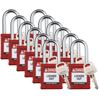Cadenas de verrouillage Velocity, Rouge, Cl&eacute;s diff&eacute;rentes, Nylon, Largeur de 1-1/2" O-Max