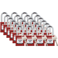 Cadenas de verrouillage Velocity, Rouge, Cl&eacute;s diff&eacute;rentes, Nylon, Largeur de 1-1/2" O-Max